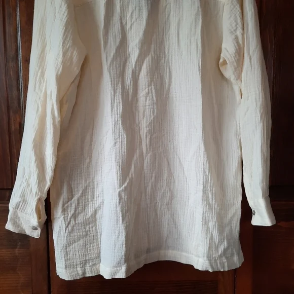 NWOT Soft Surroundings 100% cotton pale yellow v-neck long sleeve tunic blouse - Picture 12 of 12